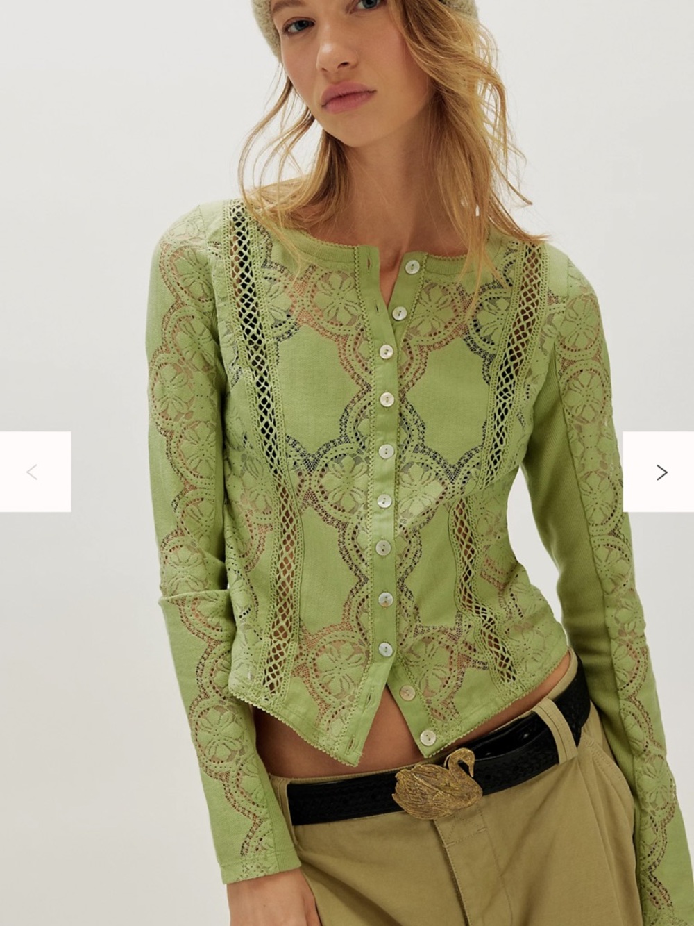Free People Jae Sheer Lace Knit Long Sleeve Top